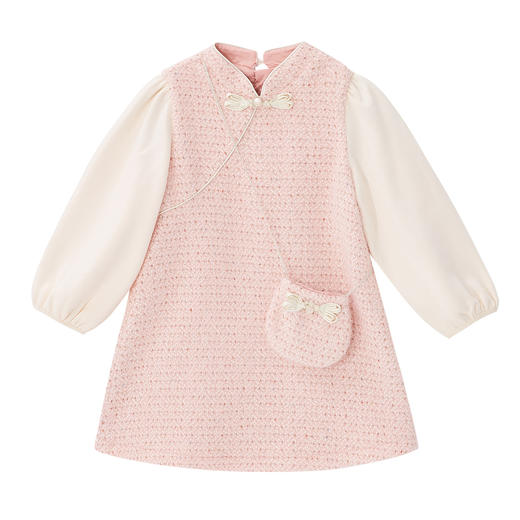 笛莎Deesha 童装女童连衣裙2024冬季新款香风拼接连衣裙 商品图4