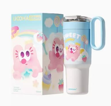 uooha巨能喝冰霸保温杯糖心海伦-蓝白-1100m1 商品图0