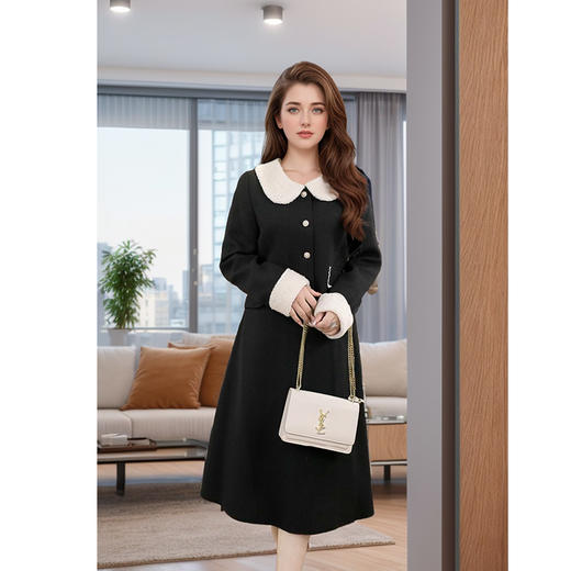 9/1奢姿大码女装2024秋冬减龄娃娃领小香风两件套胖妹妹简约时尚套装9944926031 商品图0