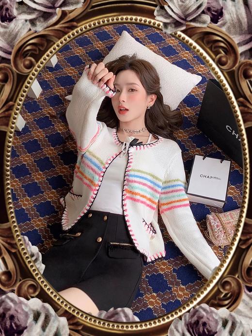 张心子【美少女学院】甜美减龄小香风针织短款外套女秋季新款开衫 U2408075 商品图0