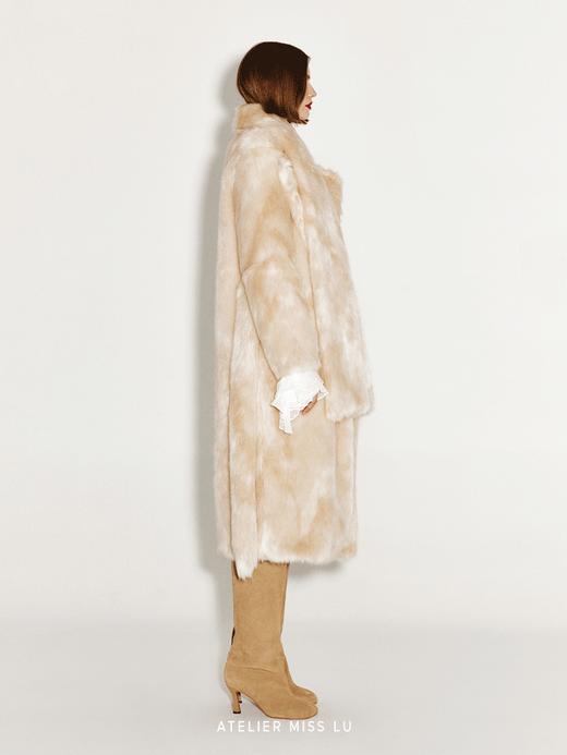【暖冬黄昏】围巾大衣一体仿皮草长款冬日外套 商品图3