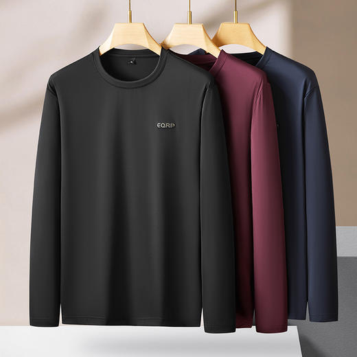 【Q】【冰丝】【新款DPF】大依优型大码长袖T恤圆领休闲加肥加大上衣男士胖子体恤打底 商品图2