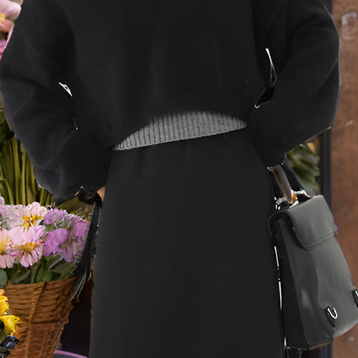 9/1奢姿大码女装2024秋冬气质翻领针织拼接两件套胖妹妹时尚简约套装9944930039 商品图2