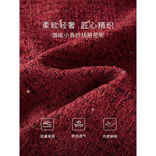 【年货节】熙世界小香风复古红色外套秋冬2025新款小个子短款撞色翻领夹克 商品图3