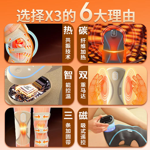和正膝盖按摩器护膝保暖加热暖膝盖 按摩护膝老寒腿热敷 （一只装）HZ-X3 商品图6