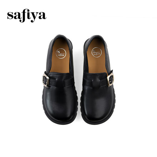 Safiya/索菲娅2024秋 英伦风真皮套脚百搭圆头休闲低跟平底小皮鞋 SF43112107 商品图4