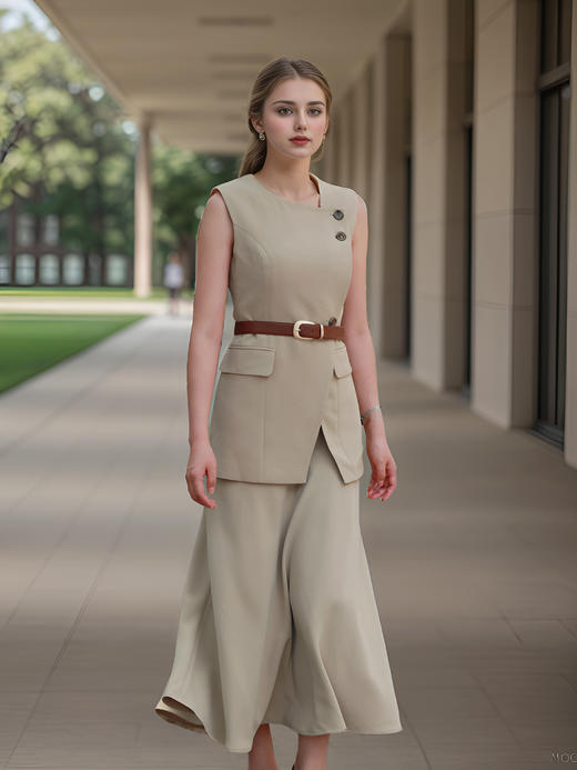 圆领超门襟马甲 商品图1