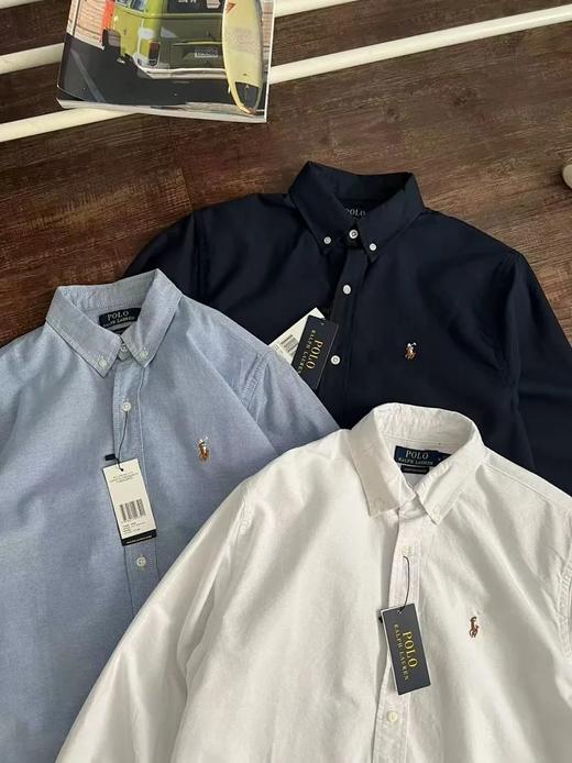 拉夫家万针彩色小马刺绣牛津纺衬衫 商品图3