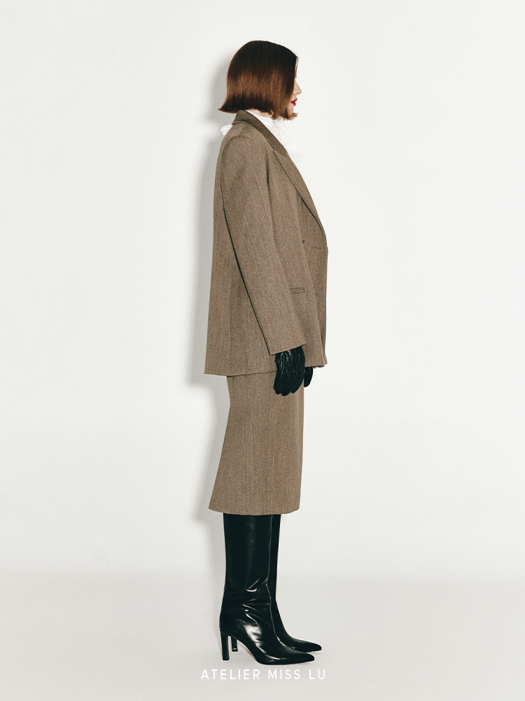 【美拉德之歌】双排扣复古廓形绵羊毛西装外套 商品缩略图3