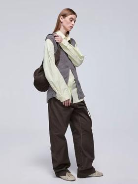 Simple Project/M24233/V领拉链开叉绑带修身马甲