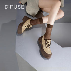 D:FUSE迪芙斯2024秋季新款运动鞋美式复古贝壳面包轻便厚底真皮休闲鞋老爹鞋DF43112382