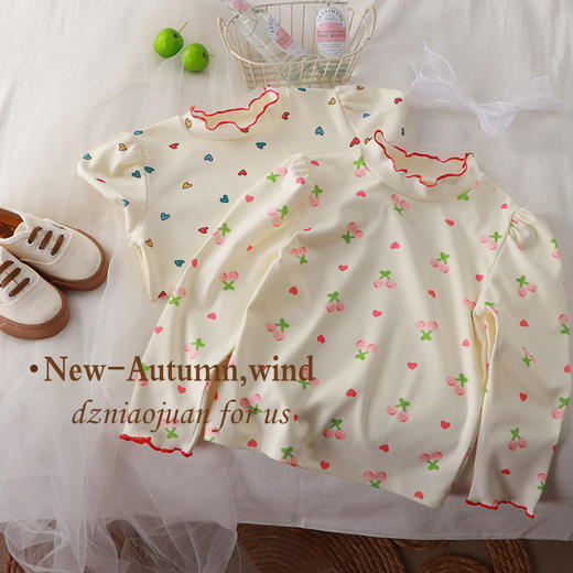 【秋季新款女童花边打底衫】韩版儿童女宝打底衫童装 商品图1