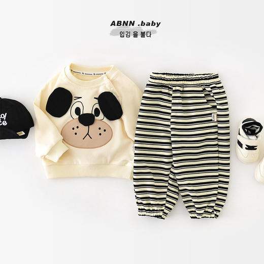 【婴儿洋气卡通小狗套装】秋季新款宝宝圆领卫衣儿童卫裤两件套 商品图2