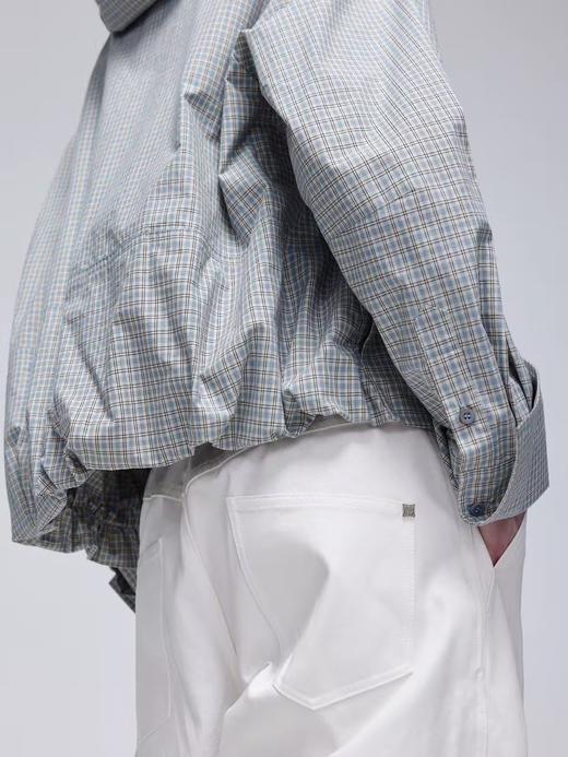 Simple Project/Y24118/蓝灰格纹连帽抽褶长袖衬衫 商品图3