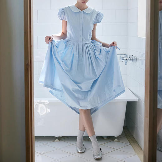 裁缝学苑AQ346 彼得潘领小飞袖收腰连衣裙纸样女装裙子半开裙样板裁剪 商品图1