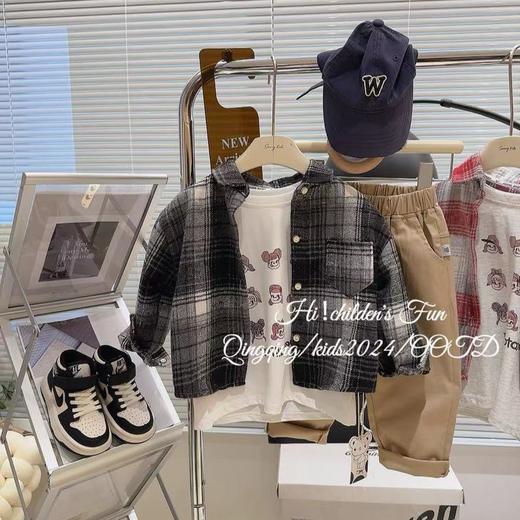 【韩版复古儿童衬衫】2024新款秋季男女童翻领衬衫洋气童装 商品图3