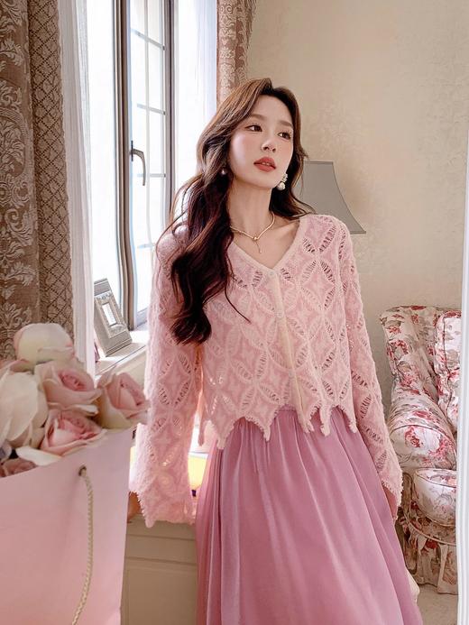 张心子【香榭氛围】温柔风甜美镂空针织开衫女初秋新款洋气小衫仙 U2408059 商品图8