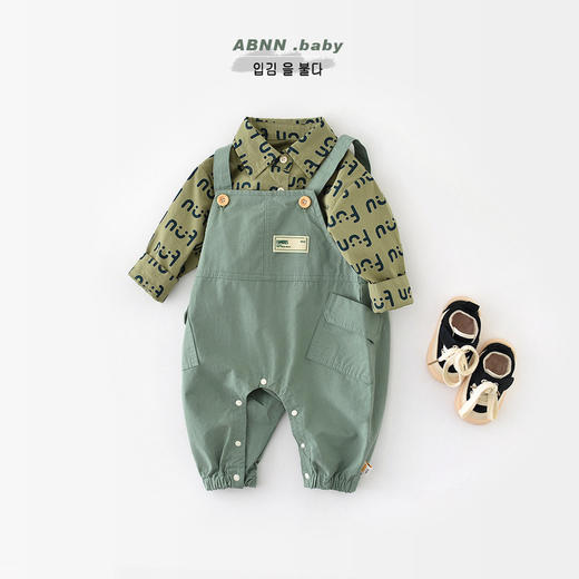 【婴儿时髦无袖可开档爬服】男宝宝新款秋装连体衣儿童背带裤子93009 商品图0