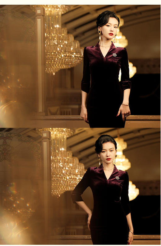 逸红颜法式风情丝绒连衣裙, 2025年新款沪上繁花辛芷蕾同款 「马莲」 商品图10