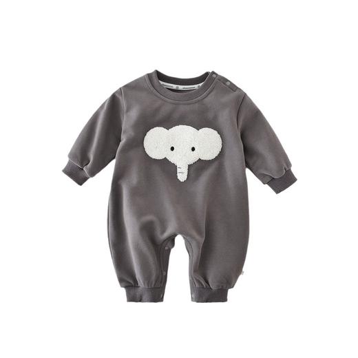 【婴儿大象趣味毛巾绣连体衣】春装长袖宝宝新生儿棉质衣服哈衣爬服 商品图4