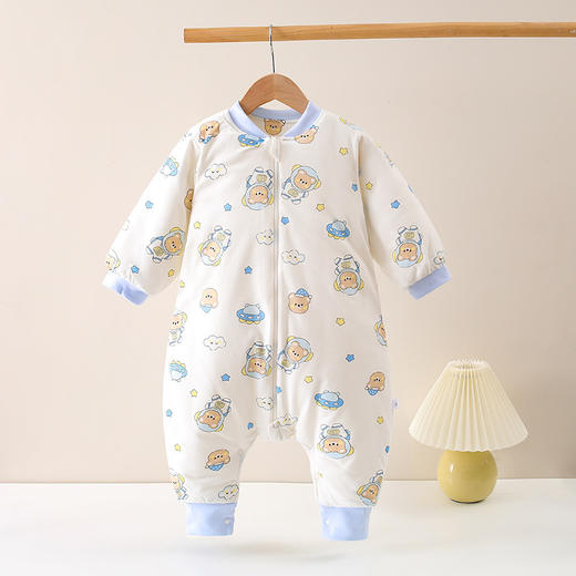 【云感保暖 舒适亲肤】婴幼儿分腿睡袋秋冬夹棉加厚长袖新生宝宝多功能睡衣四季用防踢被 商品图0