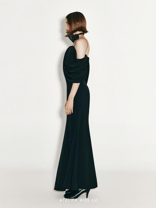 【暗流涌动】不规则垂褶设计露肩吊带上衣 商品图1