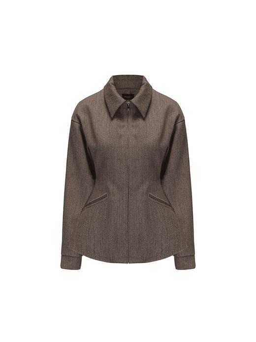 【艾尔温】廓形下摆绵羊毛收腰拉链外套 商品图4