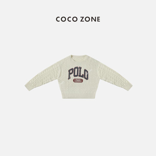 COCO ZONE 美式羊毛织慵懒风绞花纹字母针织衫 23C19894 商品图1