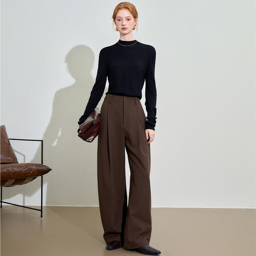 山羊绒半高领长袖毛衣女秋季轻薄保暖修身内搭上衣SS140286 商品图1