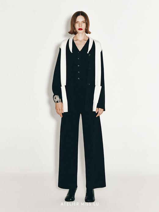 【温暖雪夜】几何撞色羊绒羊毛混纺开衫外套 商品图0