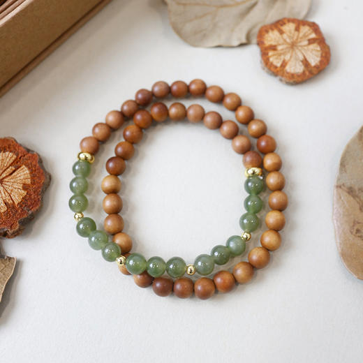 新潮来袭！！古朴国风 温婉内敛 BAOFANDI新中式和田玉檀香木系列手链 戴上显气质 商品图5