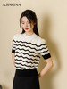 【商场同款】阿菁娜2024秋季新款半高领条纹短袖毛衫A29Q301019 商品缩略图4