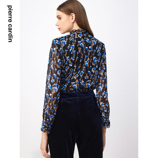 皮尔卡丹女装衬衫法式气质浪漫淑女印花荷叶领衬衣P3336B3988N3
 商品图2