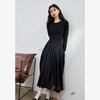西遇长袖打底连衣裙女秋季新款上下拼接修身黑色针织长裙13642618 商品缩略图3