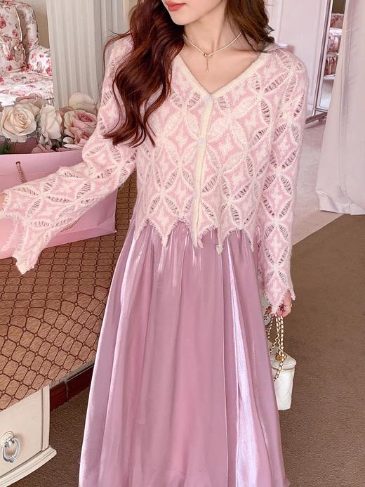 张心子【香榭氛围】温柔风甜美镂空针织开衫女初秋新款洋气小衫仙 U2408059 商品图7