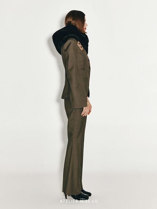 【可可坠落】开衩袖设计收腰绵羊毛西装 商品图2