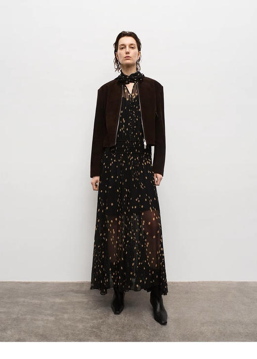 ed*2024秋季新款波点印花真丝混纺两件套连衣裙 商品图4