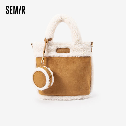 森马包包手提包女2023新款时尚毛绒拼接秋冬氛围感女包单肩斜挎包 商品图0
