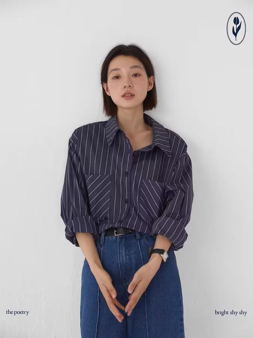 shyshystill/shy202307038/复古宽松少年感拼接别致衬衫 商品图1