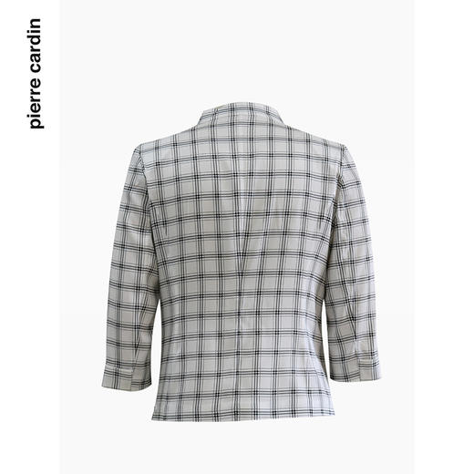 皮尔卡丹女装西装夏季白格子桑蚕丝通勤薄款短外套P4229U4056W3 商品图3