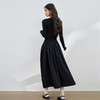 西遇长袖打底连衣裙女秋季新款上下拼接修身黑色针织长裙13642618 商品缩略图4