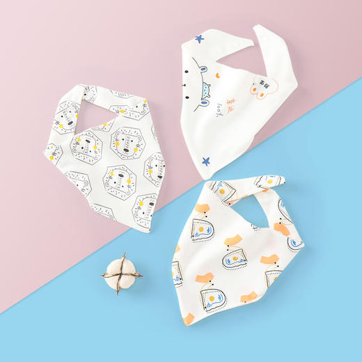 【2条装！】口水巾婴儿围嘴春夏季纱布新生儿围兜宝宝三角巾韩版洋气柔软 商品图1