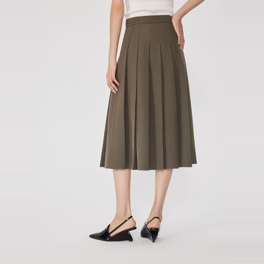 NEELLY纳俪2024秋季商场同款垂感A字半身裙女新款通勤显瘦百褶裙N24082E01116 商品图1