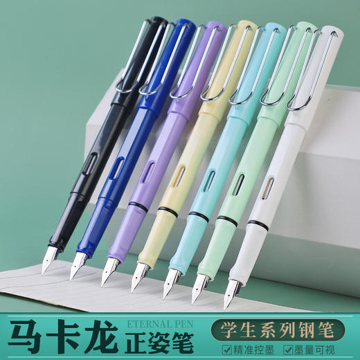 小学生正姿练字钢笔 可替换墨囊 练字书写水笔 多彩塑料暗尖钢笔 初学者练字笔 开学季必备 商品图0