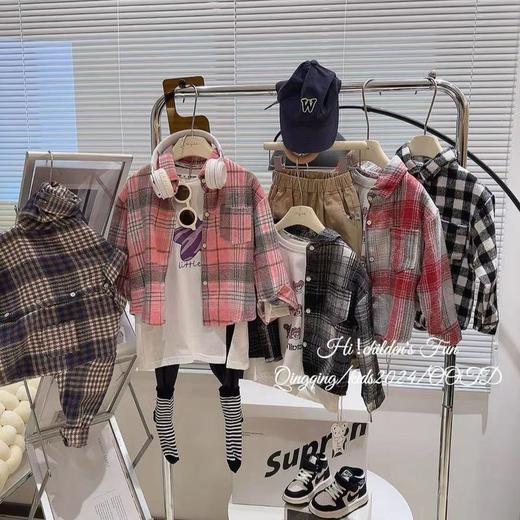 【韩版复古儿童衬衫】2024新款秋季男女童翻领衬衫洋气童装 商品图0