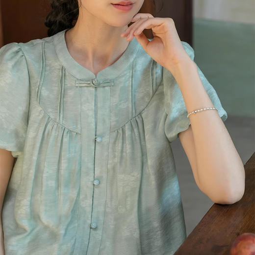 裁缝学苑AQ343 新中式天丝泡泡袖衬衫纸样女装夏季复古衫做衣服打版裁剪样板 商品图4