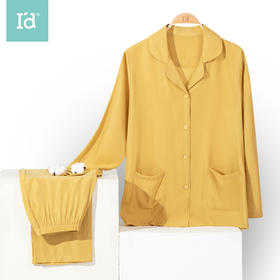 I‘d爱帝女士绵柔梭织简约素色翻领长袖居家套