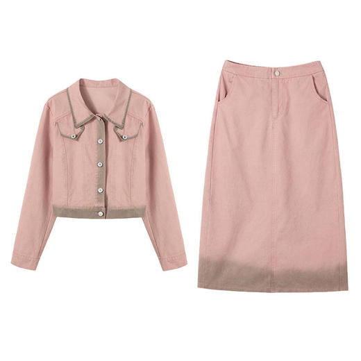 2024新款秋装休闲洋气漂亮减龄牛仔时尚气质显瘦半身裙套装两件套 商品图4