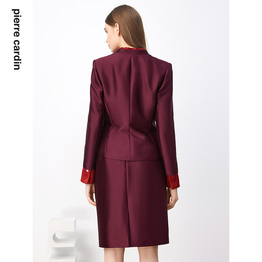 皮尔卡丹女装西装秋冬断面枣红色光面商务正装外套P3308U3985T0
 商品图2