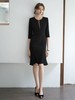 IWY/圆领知性七分袖鱼尾连衣裙高级感女新款法式气质修身黑色包臀裙 Q1053-B 商品缩略图0